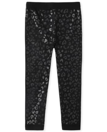 Girls Leopard Fleece Lined Leggings