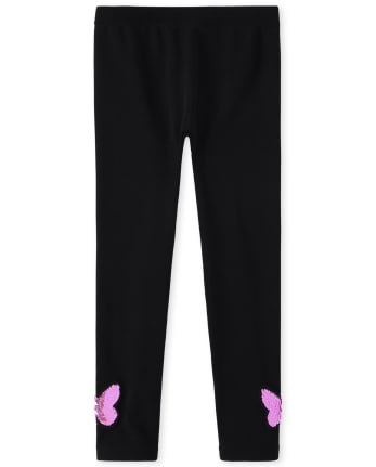 Girls Flip Sequin Butterfly Fleece Lined Leggings