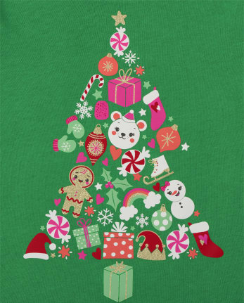 Baby And Toddler Girls Christmas Tree Graphic Tee
