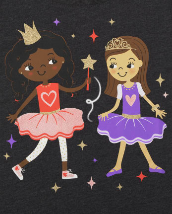 Paquete de 2 camisetas con gráfico de princesa para niñas pequeñas