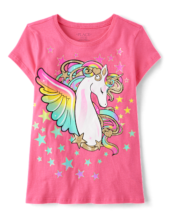 Girls Unicorn Stars Graphic Tee