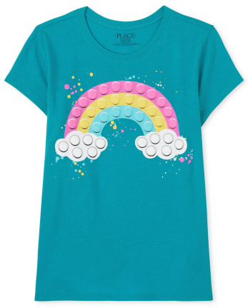 Camiseta con estampado de arcoíris para niñas