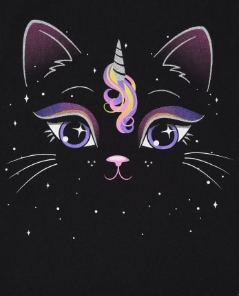 Girls Unicorn Cat Graphic Tee