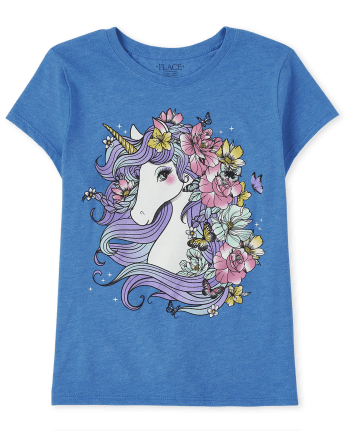 Camiseta con gráfico de unicornio para niñas