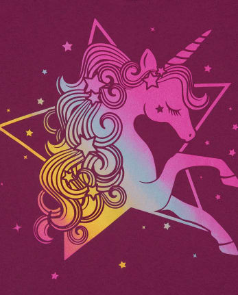 Girls Rainbow Unicorn Graphic Tee