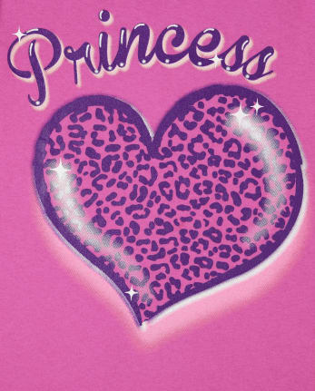 Camiseta con estampado de corazón de princesa para niñas