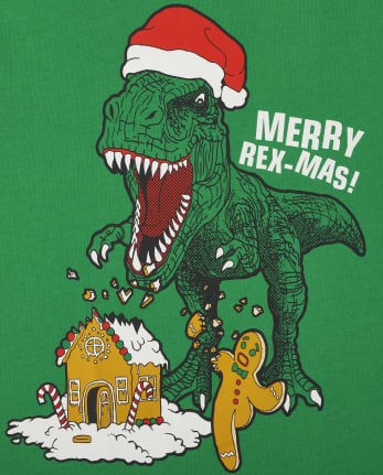 Camiseta estampada Merry Rex-Mas para niños