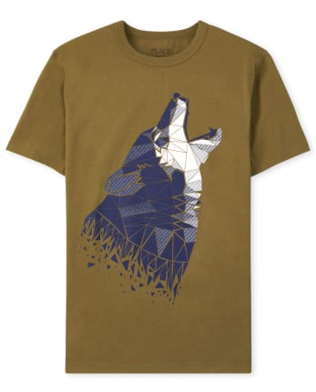 Boys Short Sleeve Wolf Graphic Tee | The Children's Place - STONE QUARRY