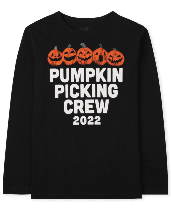 Unisex Kids Matching Family Long Sleeve Pumpkin Picking Graphic Tee
