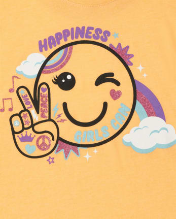 Camiseta con gráfico de cara feliz para niñas