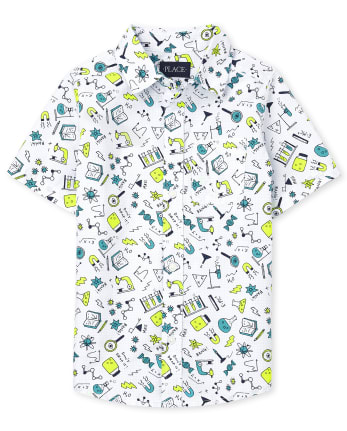Camisa con botones de popelina Doodle para niños