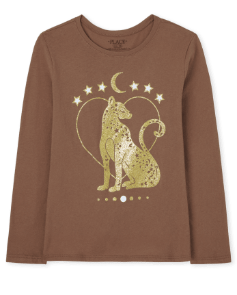Camiseta con gráfico de guepardo para niñas
