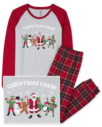 Unisex Adult Matching Family Christmas Crew Plaid Cotton Pajamas