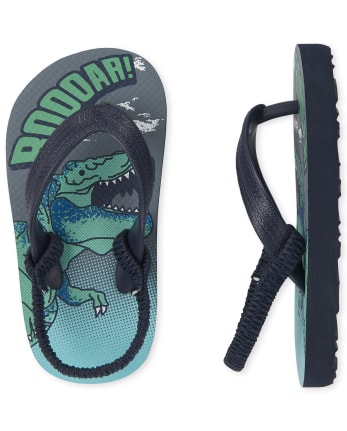 Toddler Boys Shark Flip Flops And Dino Roar Flip Flops 2-Pack
