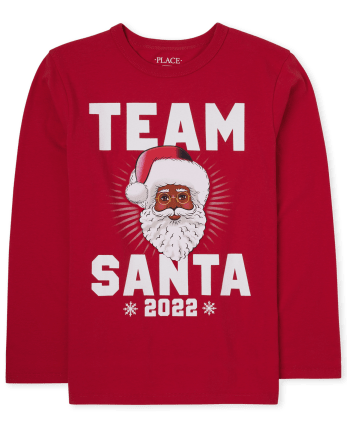 Camiseta unisex con gráfico de Papá Noel del equipo familiar a juego para niños