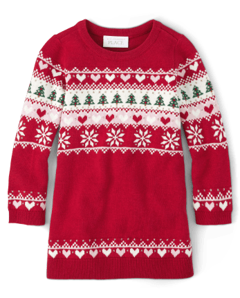 Baby And Toddler Girls Christmas Fairisle Sweater Dress