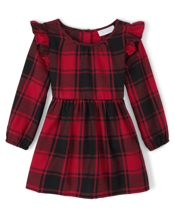 Toddler Girls Matching Family Buffalo Plaid Ruffle Dress