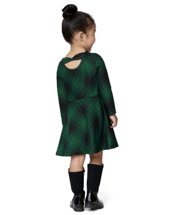 Baby And Toddler Girls Plaid Bow Skater Dress