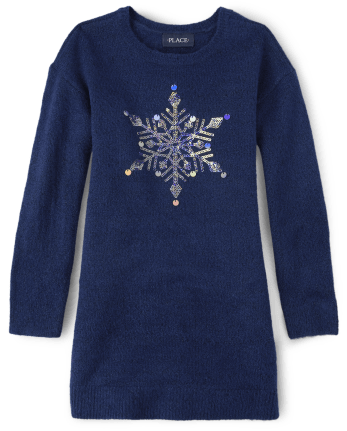 Girls Snowflake Sweater Dress