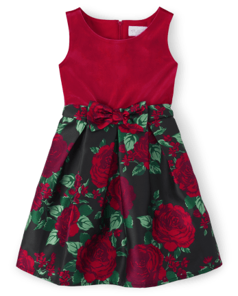 Girls Mommy And Me Floral Knit To Woven Dress
