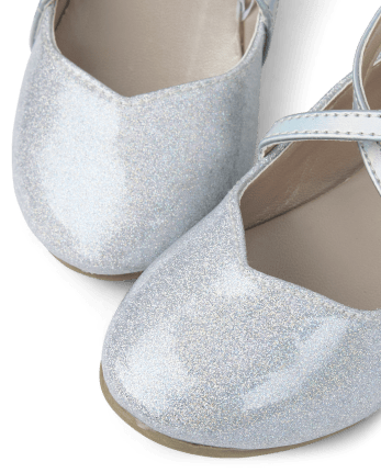 Toddler Girls Glitter Cross Strap Ballet Flats