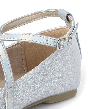 Toddler Girls Glitter Cross Strap Ballet Flats