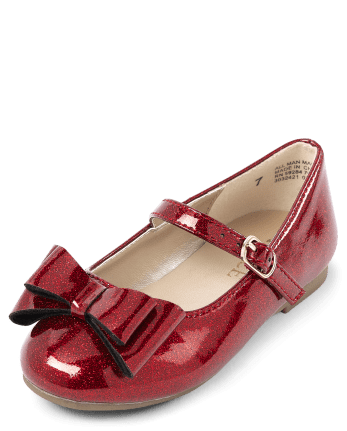 Toddler Glitter Bow Ballet Flats | The Children's Place - RED