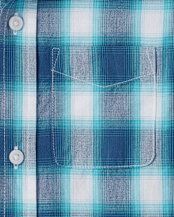Boys Plaid Poplin Button Down Shirt
