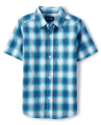 Boys Plaid Poplin Button Down Shirt