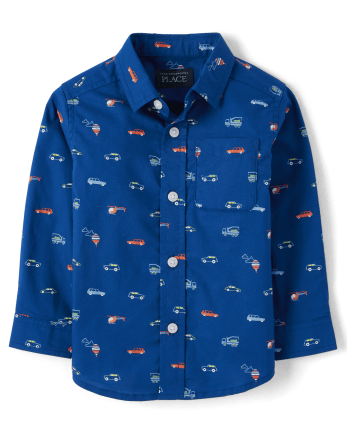 Camisa con botones de popelín con estampado para bebés y niños pequeños