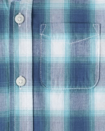 Toddler Boys Plaid Poplin Button Down Shirt