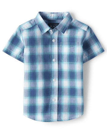 Toddler Boys Plaid Poplin Button Down Shirt