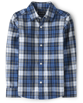 Chemise boutonnée en popeline à carreaux pour garçon