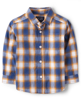 Baby And Toddler Boys Plaid Poplin Button Up Shirt