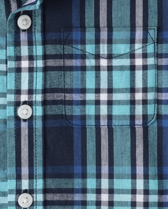 Camisa con botones de popelina a cuadros para bebés y niños pequeños