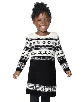 Baby And Toddler Girls Reindeer Fairisle Sweater Dress