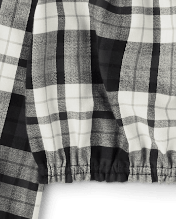 Girls Plaid Smocked Top