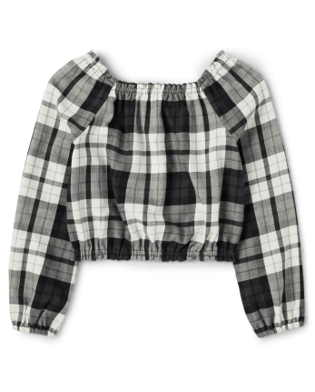 Girls Plaid Smocked Top