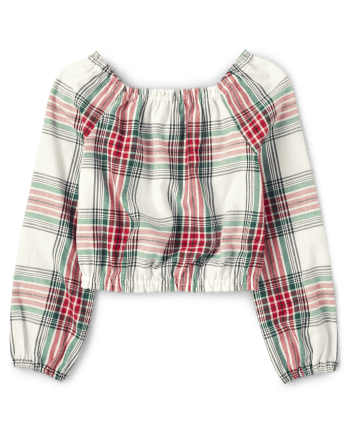 Haut smocké à carreaux pour fille