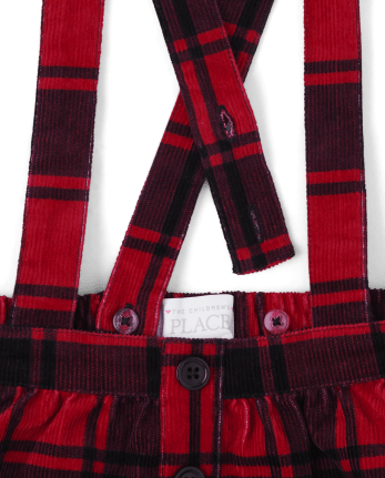 Toddler Girls Plaid Pinafore 2-Piece Set