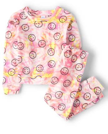 Girls Tie Dye Happy Face Pajamas
