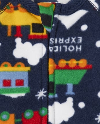 Pijama de una pieza de forro polar para bebés y niños pequeños Trains