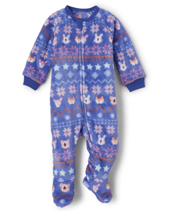 Baby And Toddler Girls Animal Fleece One Piece Pajamas