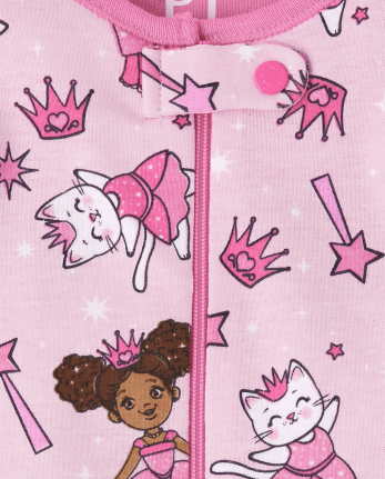 Pijama de una pieza de algodón con ajuste ceñido de princesa para bebés y niñas pequeñas