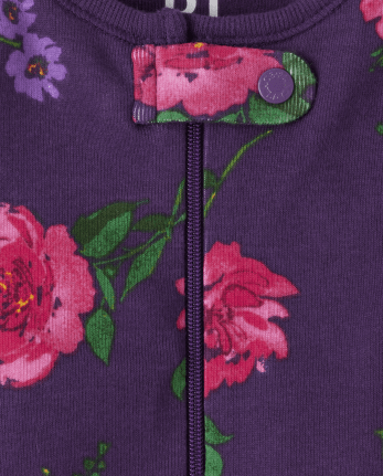Pijama de una pieza de algodón con ajuste ceñido floral para bebés y niñas pequeñas