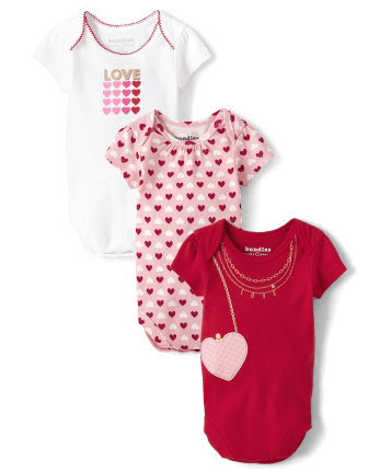 Baby Girls Heart Bodysuit 3-Pack