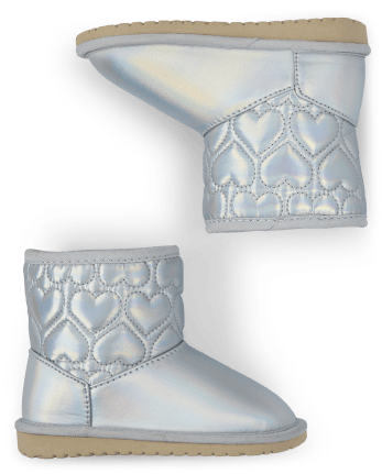 Toddler Girls Holographic Quilted Heart Chalet Boots SILVER The Children s Place