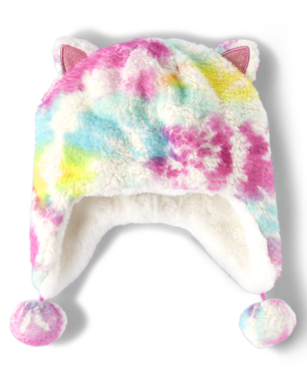 Gorro de gato con efecto tie dye arcoíris para niñas