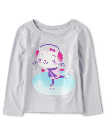 Baby And Toddler Girls Cat Graphic Tee