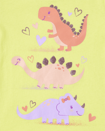 Camiseta con estampado de Dino para bebés y niñas pequeñas